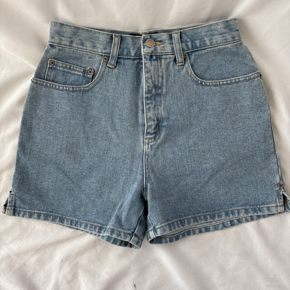 BUM Equipment Teen Denim Jean Shorts Sz 7 Light Blue High Rise Y2K Vintage